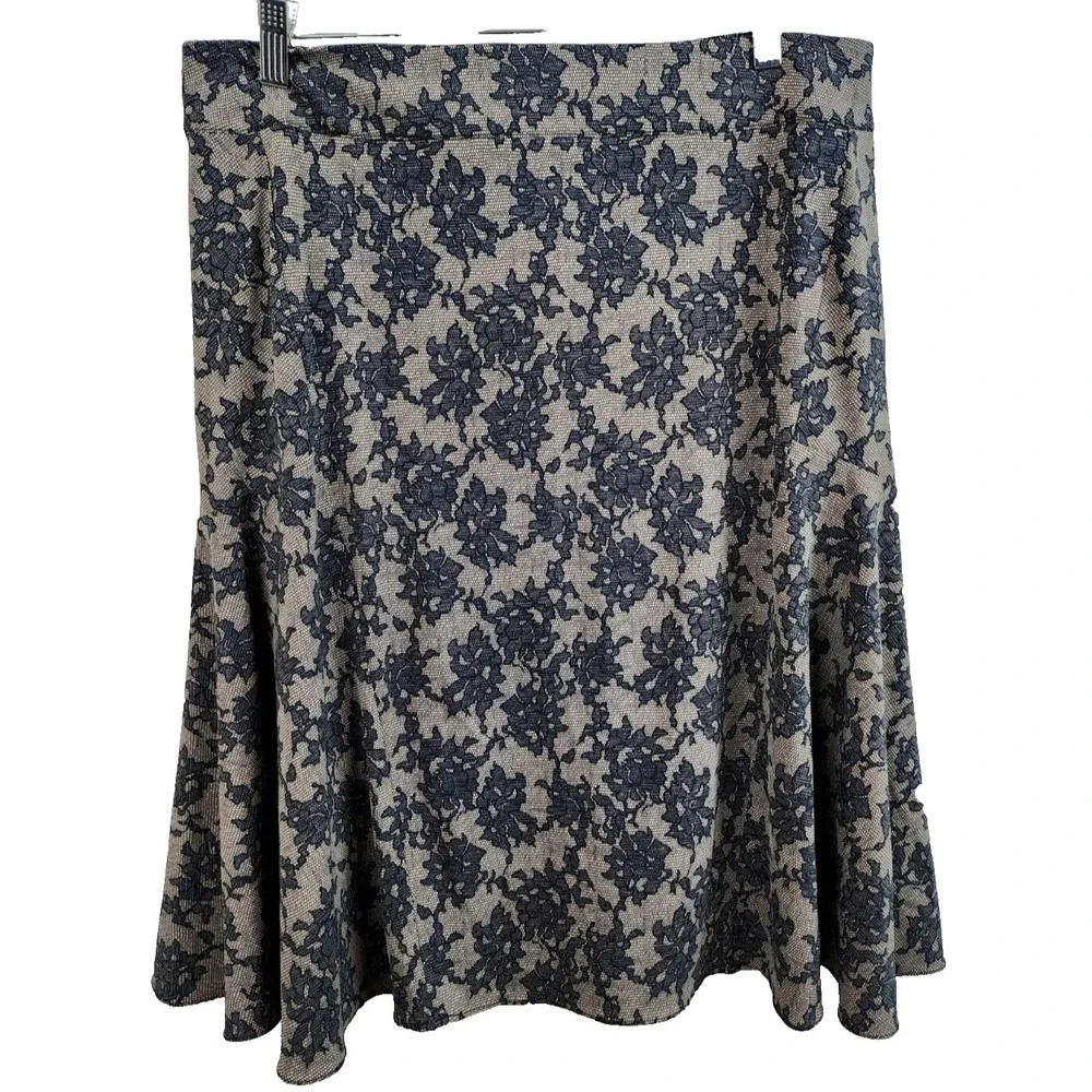 Michael Michael Kors BOHO Skirt Womens 12 Black Floral Print Modest NEW